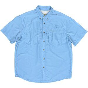 Men's L.L. BEAN Tropicawear‎ Fishing Short Sleeve Shirt #210253 Blue | Size L